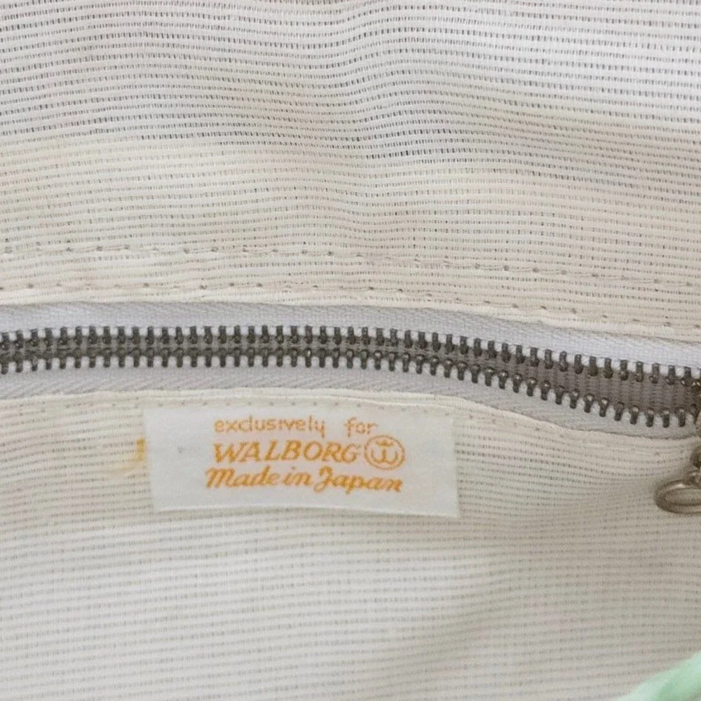 Vintage Walborg Woven Shoulder Bag Rainbow Striped Wood Toggle Boho Coastal